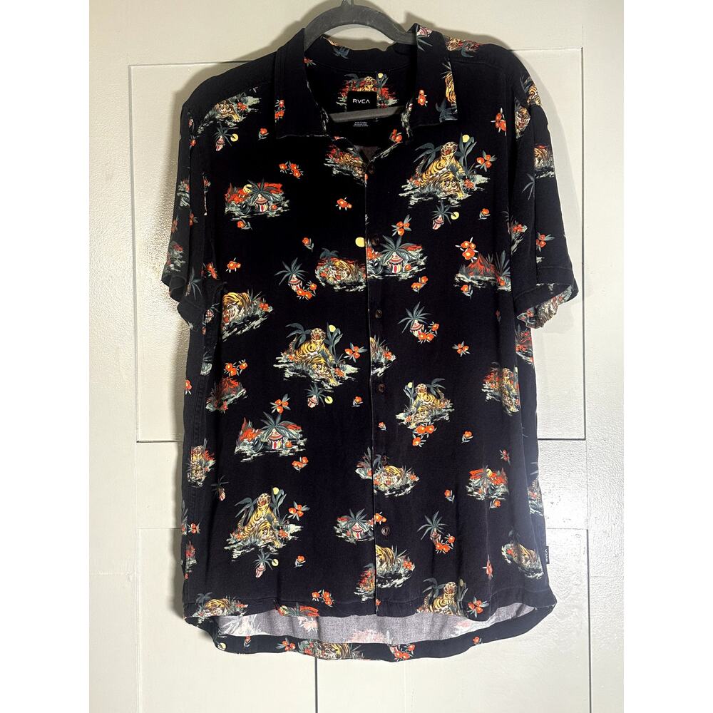 RVCA Mens Tropical Tiger Print Polo Size XL
